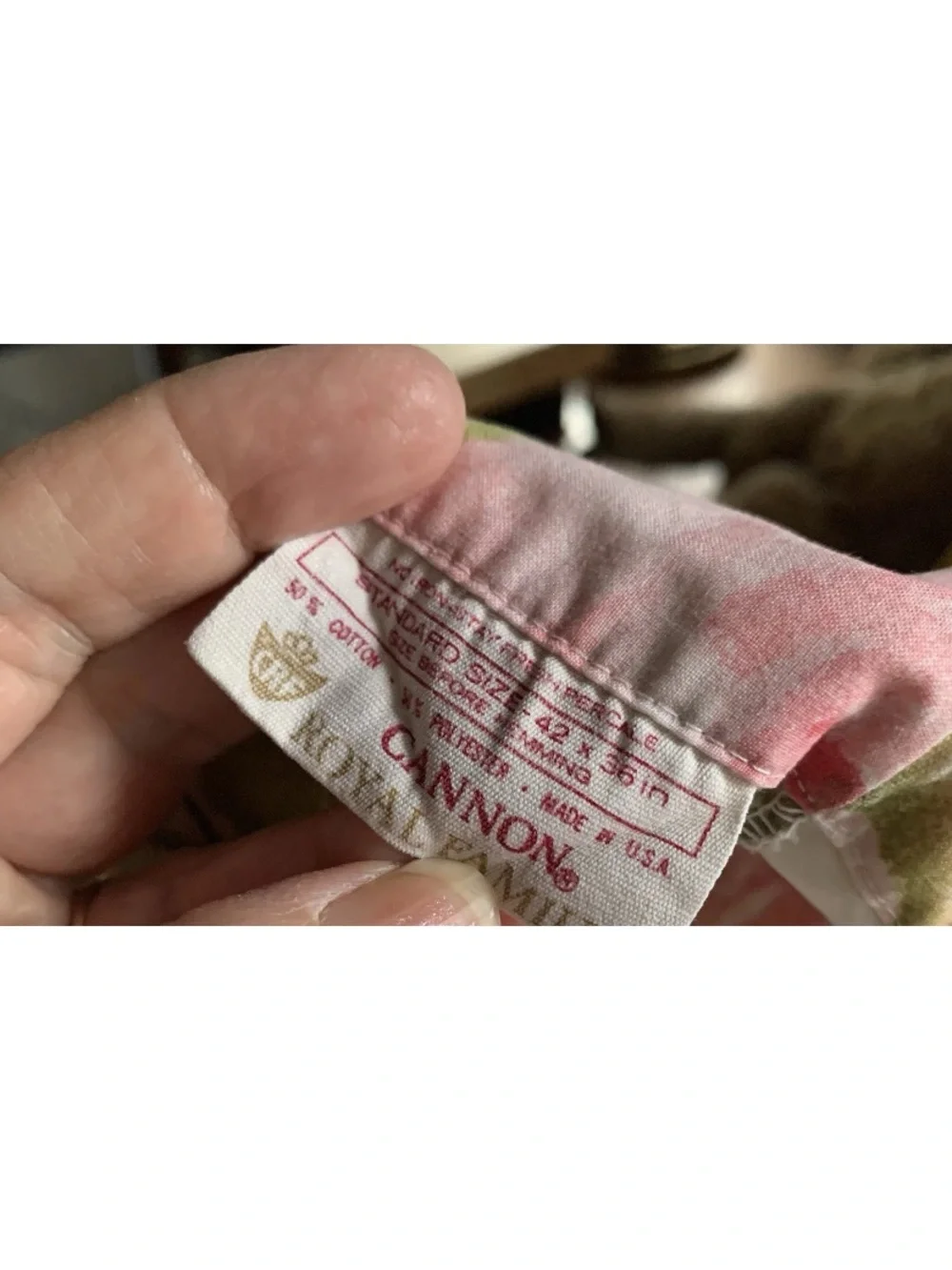 Vintage Cannon Royal Family Pink/Yellow Roses Pillowcase 1 No-Iron Percale